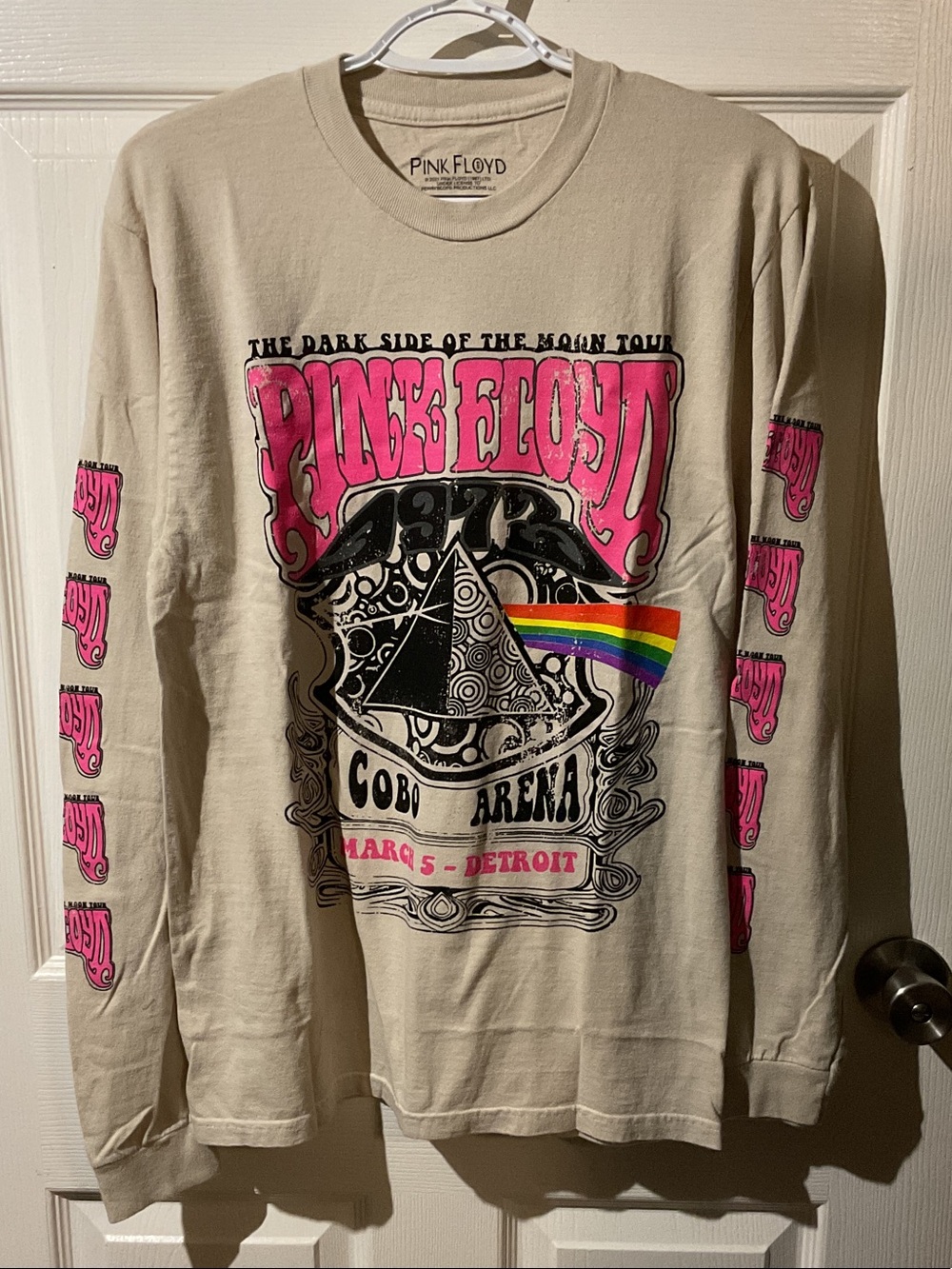 Pink Floyd Beige Long Sleeve Tee with Arm Hits